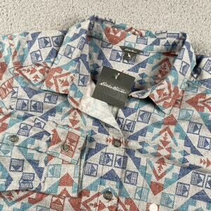 Eddie Bauer Flannel Shirt Women's Large Aztec Geometric Print Southwestern NWT